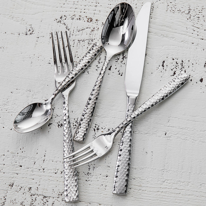 Fortessa 1.5.102.FC.026 Lucca Faceted 9 11/16" 18/10 Stainless Steel Extra Heavy Weight Serving Fork