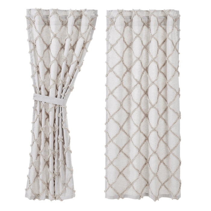 Frayed Lattice Oatmeal Short Panel Set of 2 63x36