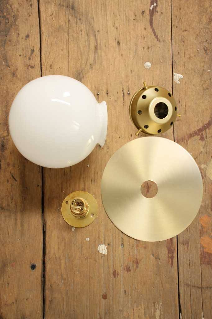 Glass Ball Disc Wall Light disassembled