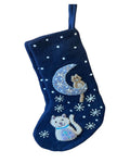 Handmade Nepal Felt Stocking - Cat & Moon Winter Night