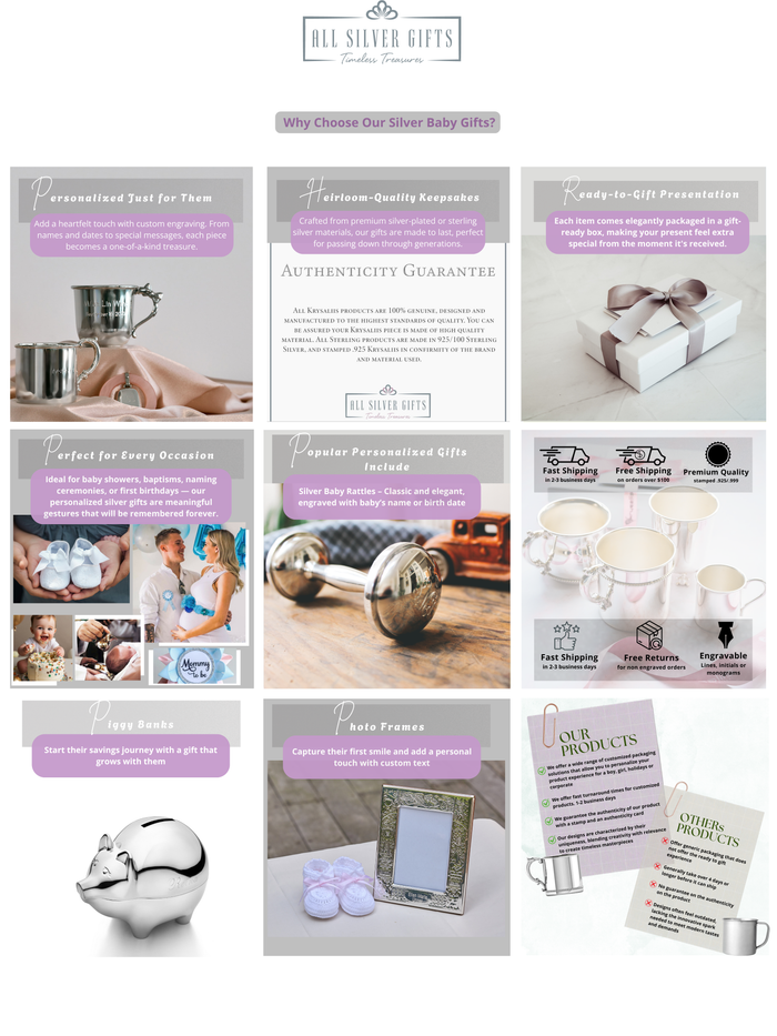 All Silver Gifts care, authenticity and personalization information card
