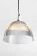 Large clear prismatic pendant with black chain style pendant suspension