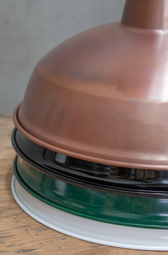 Copper, black, federation green and white warehouse shade stack.