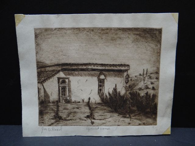 Joe Reed (1916 – 1963) Etching Titled Spanish House