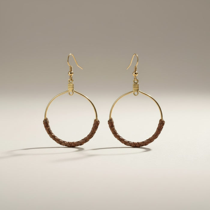 Kahana Large Lauhala Hoop Earrings