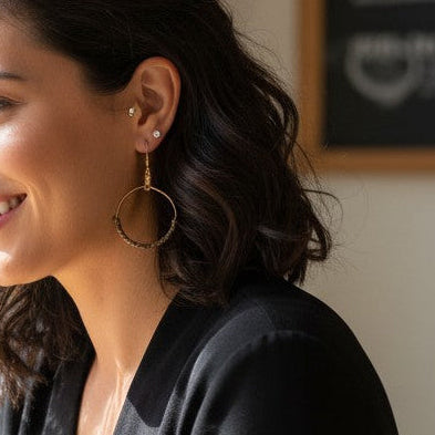 Kahana Large Lauhala Hoop Earrings