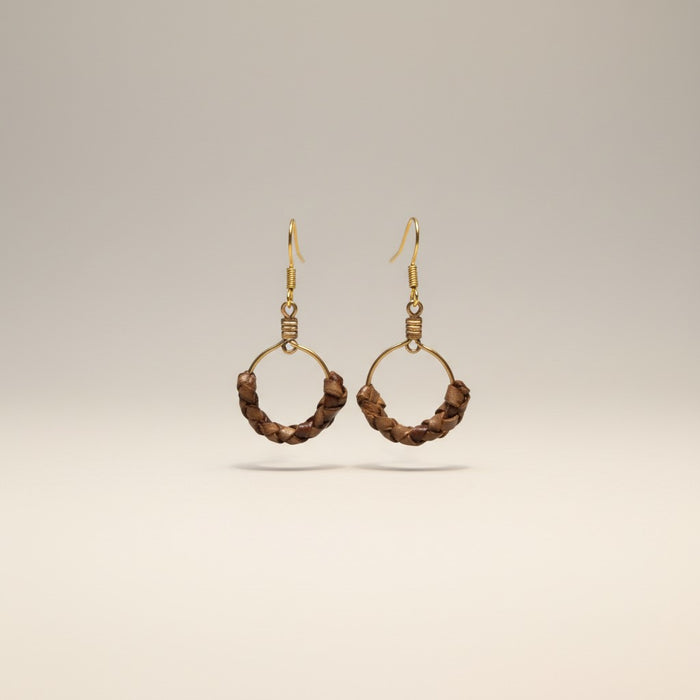 Kahana Small Lauhala Hoop Earrings