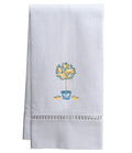 Lemon Topiary Tree Embroidered Linen-Cotton Guest Towel with Ladder Lace — embroidered textile and product presentation