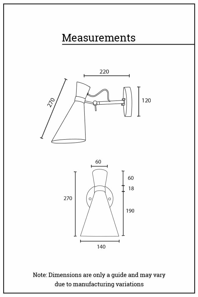 measurmenets of lamp