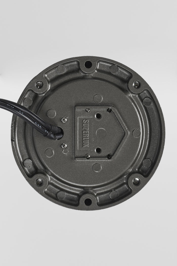Back of the charcoal coloured step light, with LED light source.