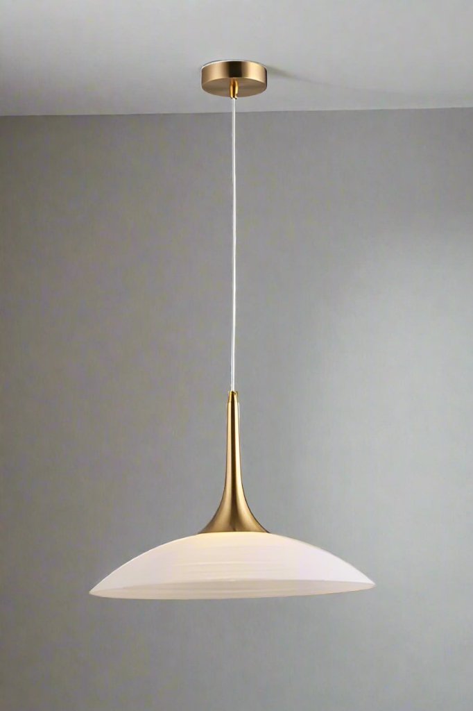 Large glass pendant light in white and gold