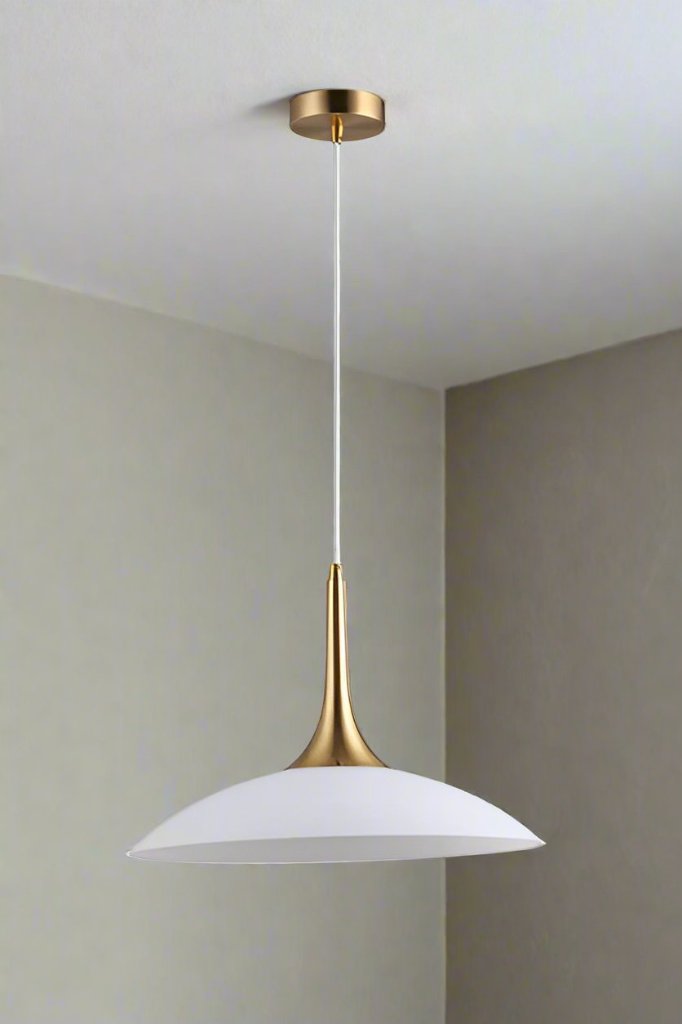 Large white and gold glass pendant light