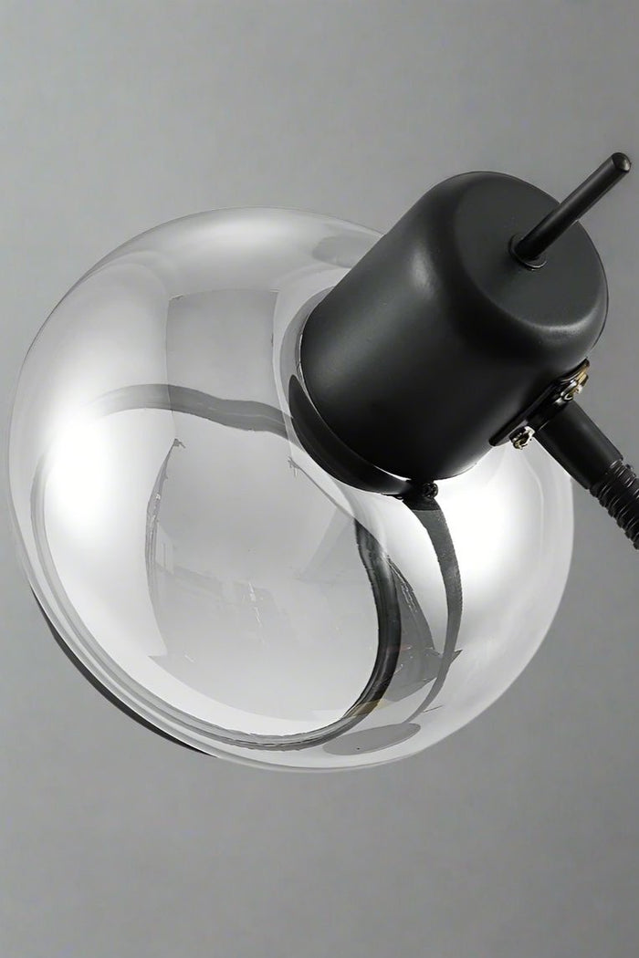 Close up of the back of a Manhattan table lamp in black