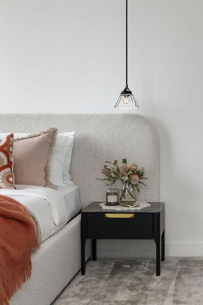 clear glass shade in the bedroom