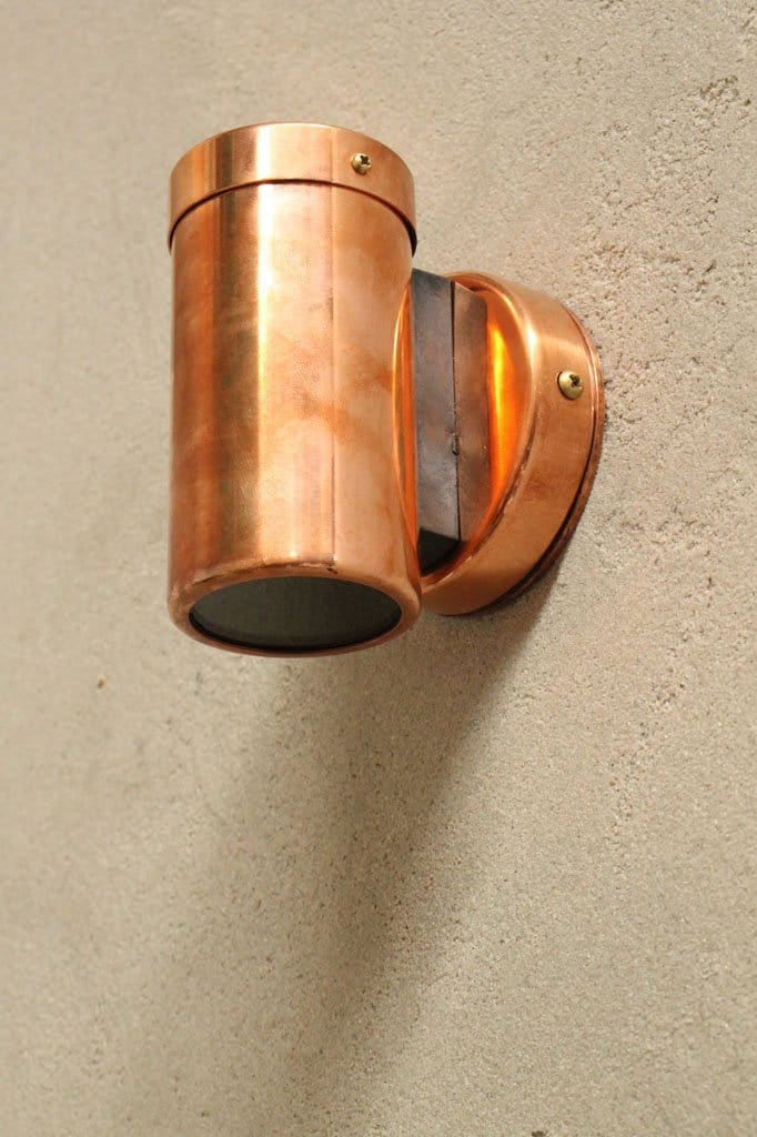 Outdoor copper spotlight. outdoor house lighting.