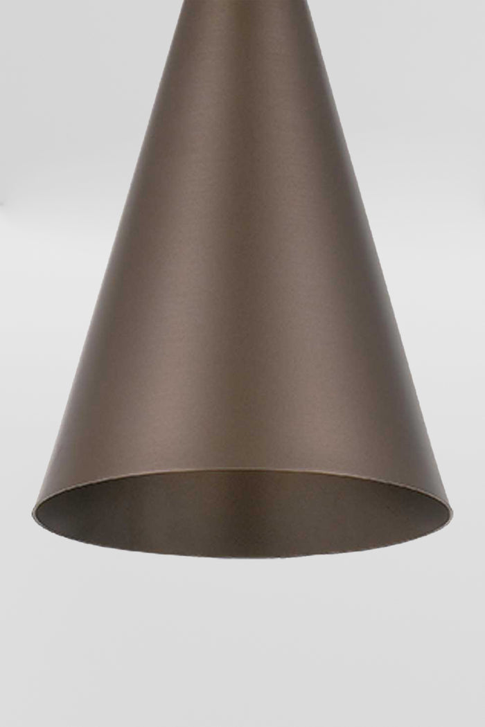 Close up of the Bronze coloured modern elongated cone shade.