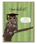 Modern Printed Matter - Learned All the Things Owl Graduation Card