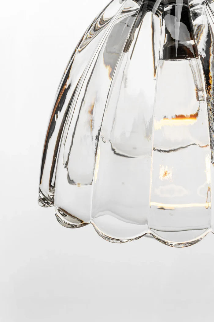 Close-up of a Monroe glass shade on battern fixture