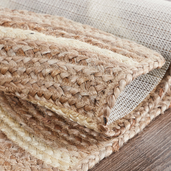 Natural & Creme Jute Rug Half Circle 16.5x33