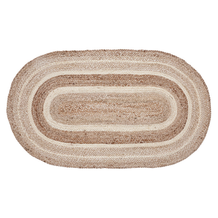Natural & Creme Jute Rug Oval w/ Pad 27x48