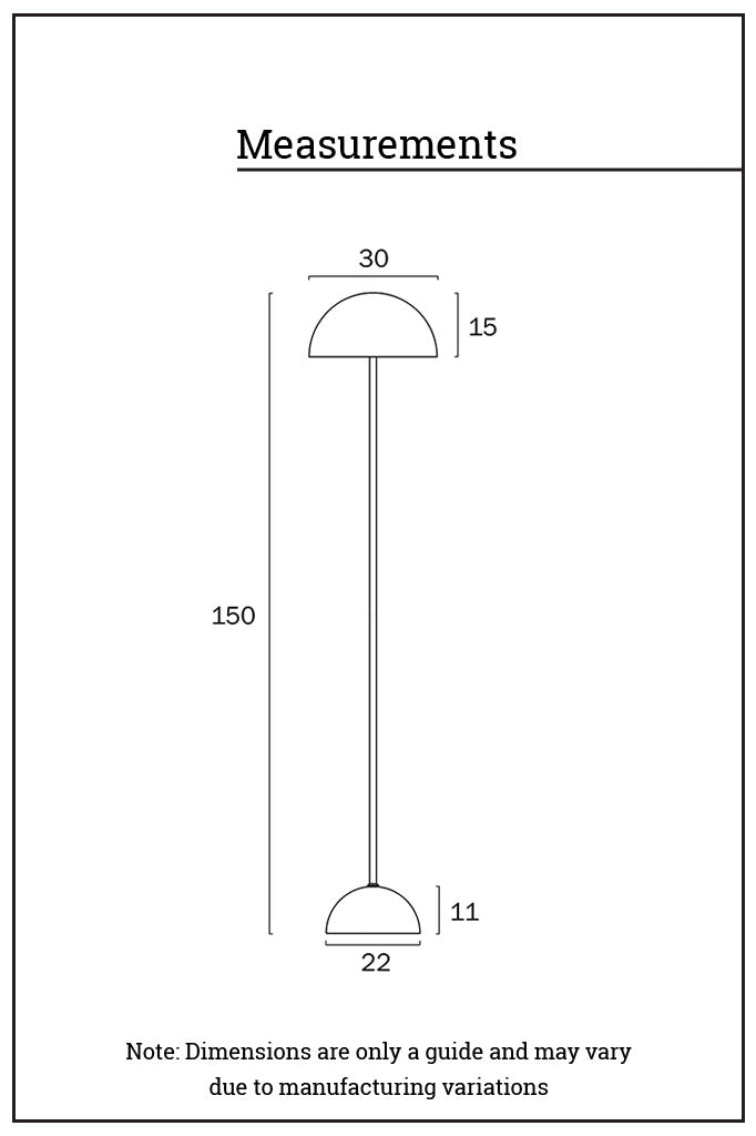 Dimension illustration of the Newman Floor lamp.