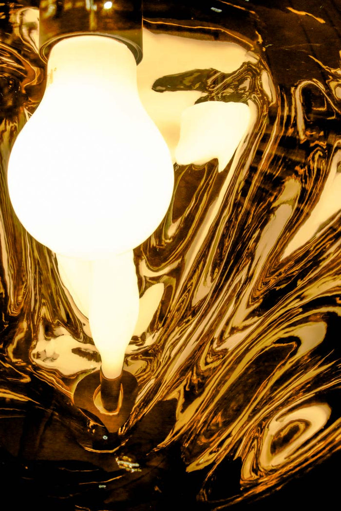 Northern Orb Pendant Light amber close up with opal bulb