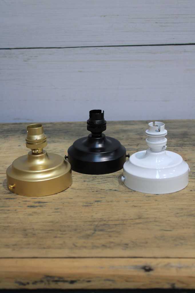 Three batten holders in gold/brass, black and white