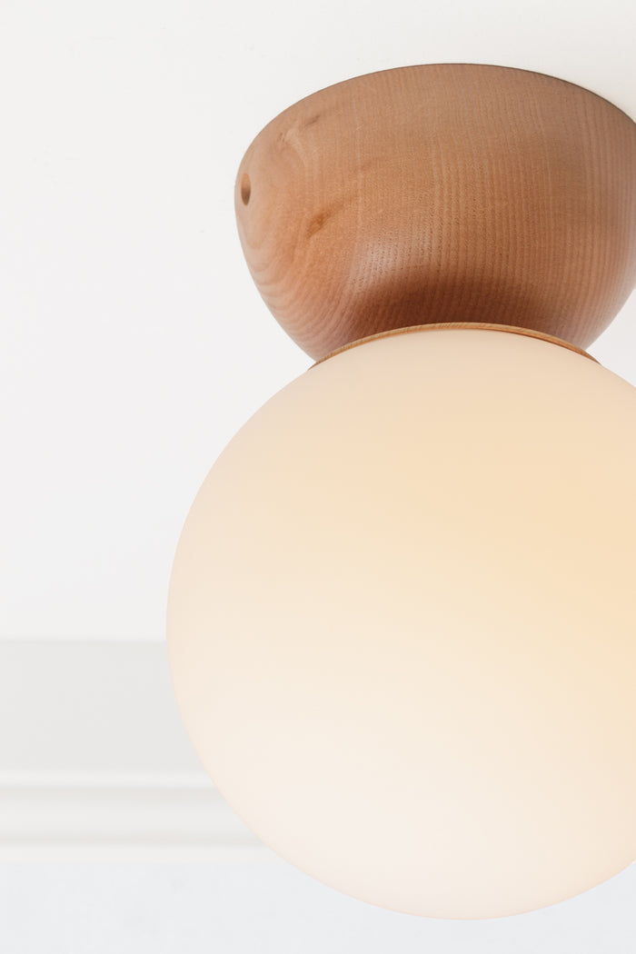 Oslo Glass Ceiling Light with wood grain