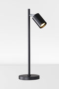Black desk lamp with chrome accent.