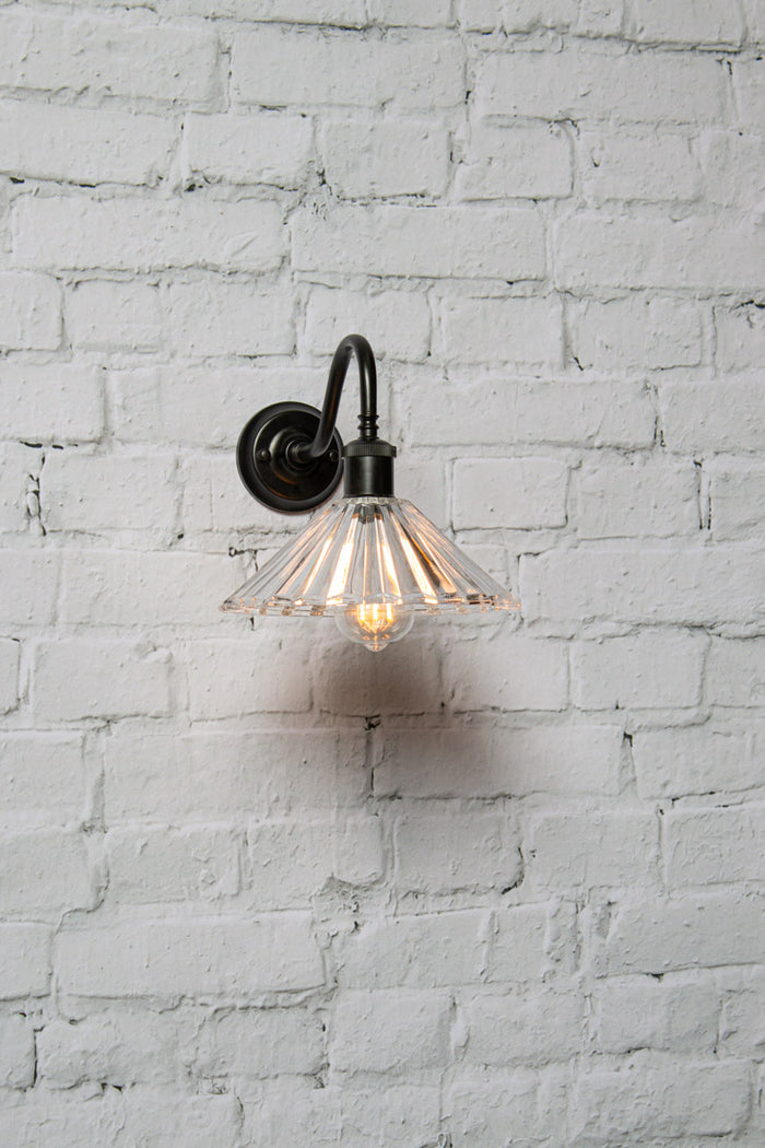 Paris Pleated Glass Gooseneck Wall Light