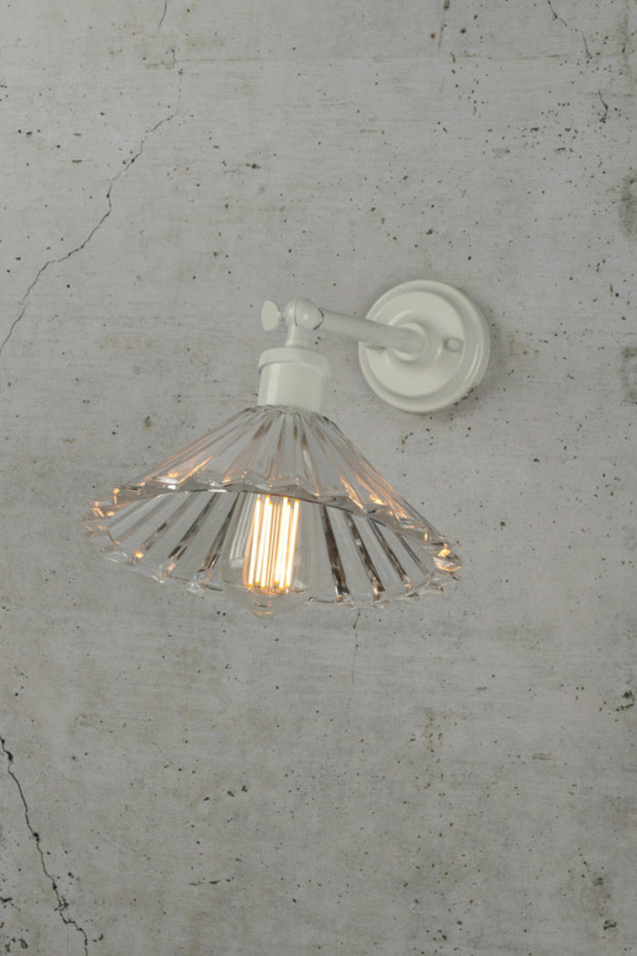 Paris Pleated Glass Wall Light white arm