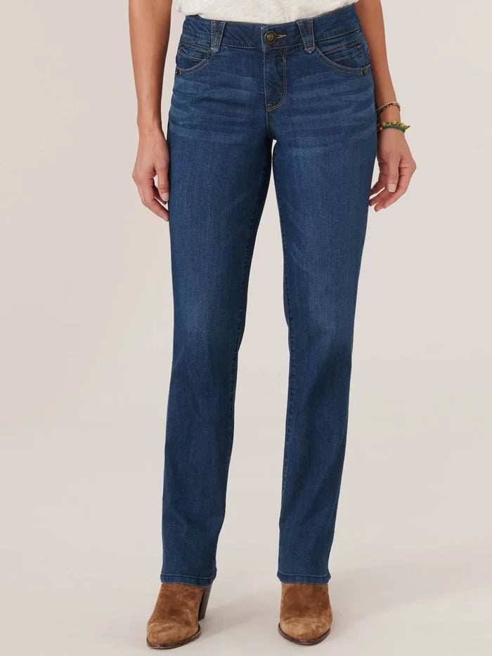 Petite Indigo Wash Straight Leg Denim