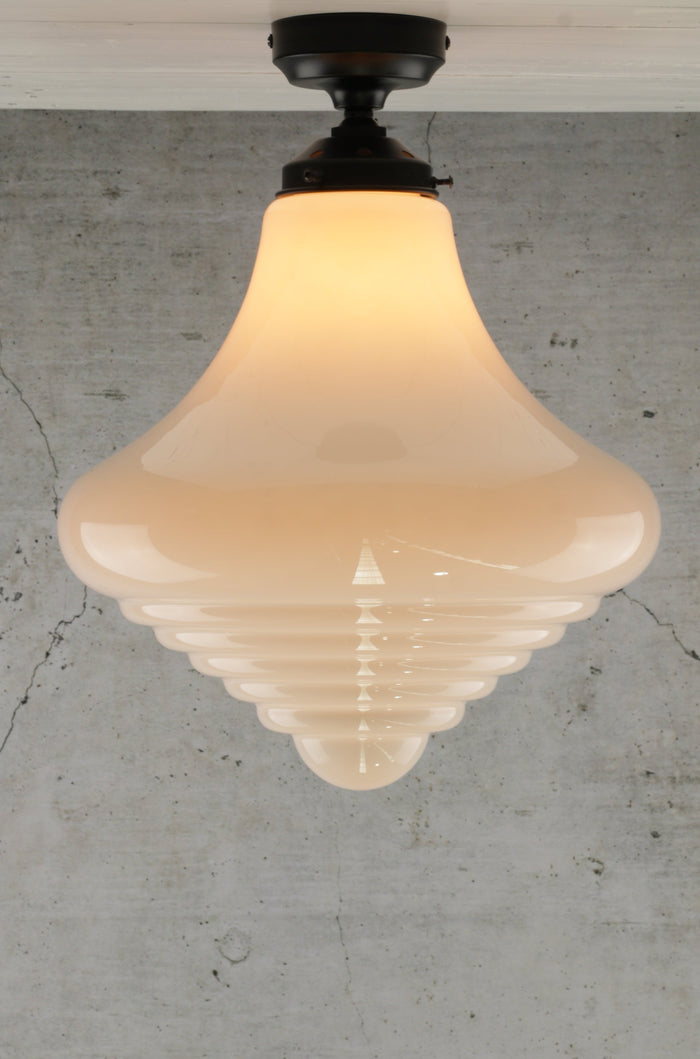 Portland Schoolhouse Ceiling Light with black batten holder