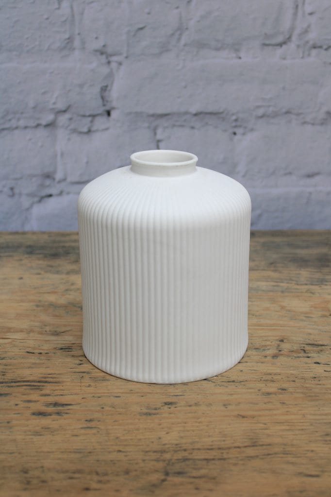 Ribbed ceramic shade.