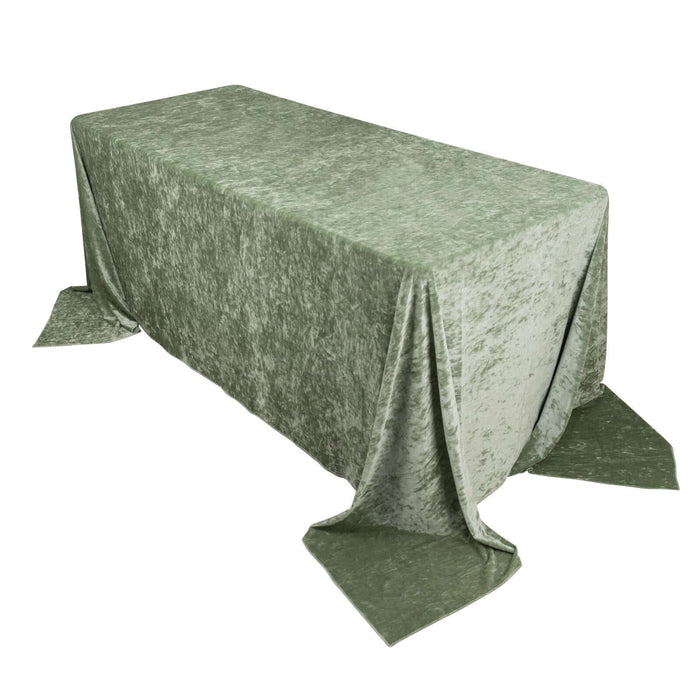 Green velvet tablecloth on a rectangular table