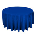 Round blue tablecloth on a white background.