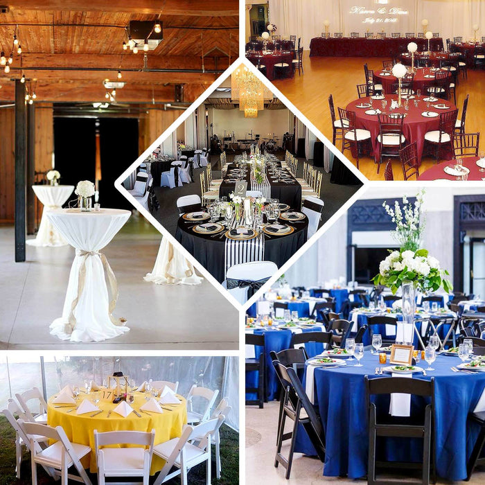 Elegant event table settings in various colors and styles for special occasions.