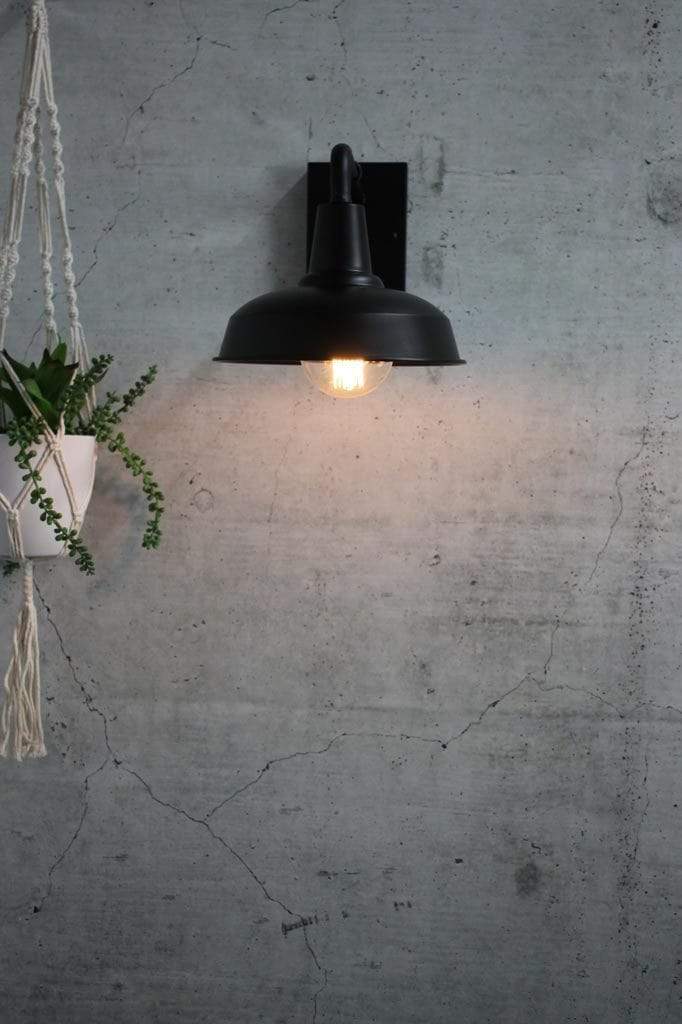 outdoor black steel wall light