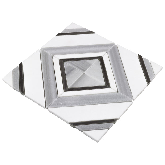 Random Central Square White Stone Mosaic