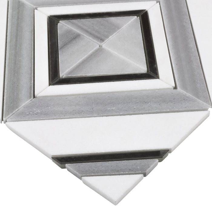Random Central Square White Stone Mosaic