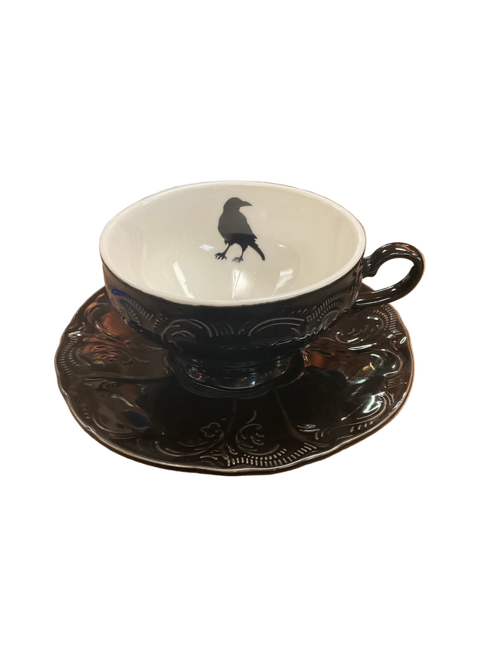 Raven Tea Cup with Saucer