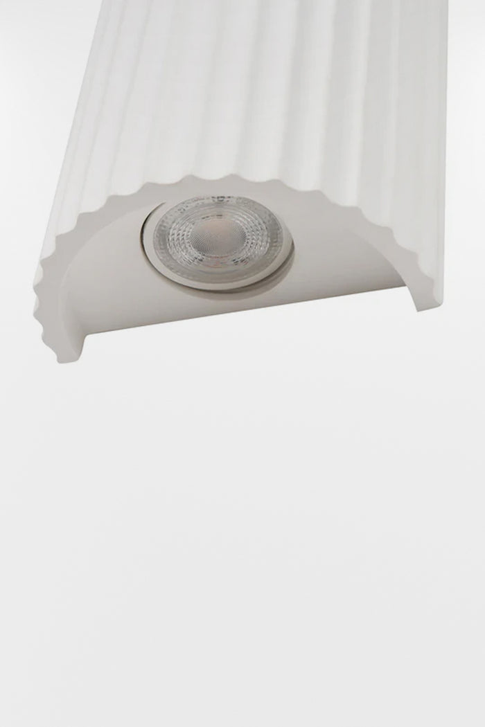 Raynes Plaster Wall Light underside showing concealed GU10 globe fitting