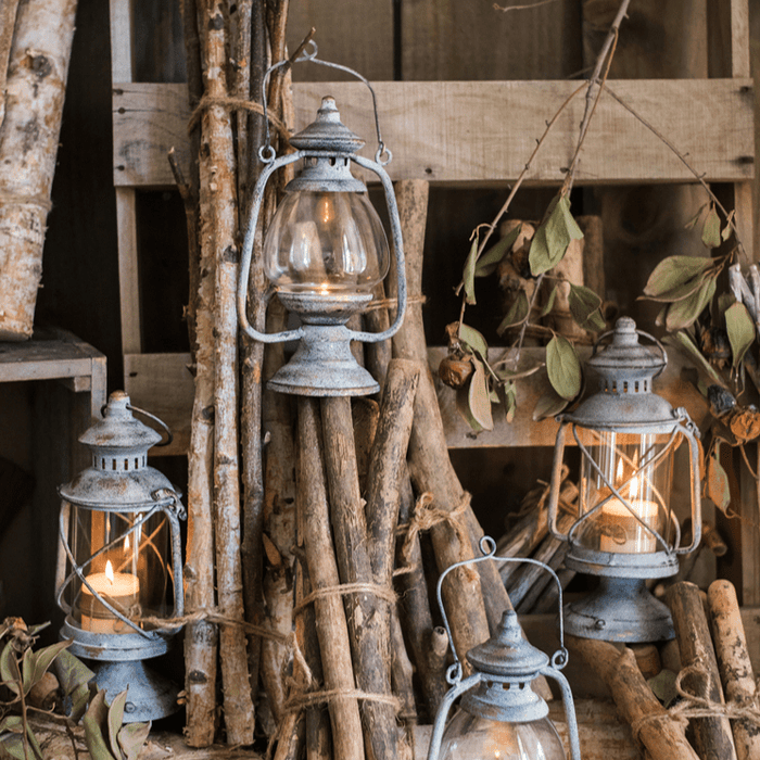 Restoration-Style Metal and Glass Candle Lantern