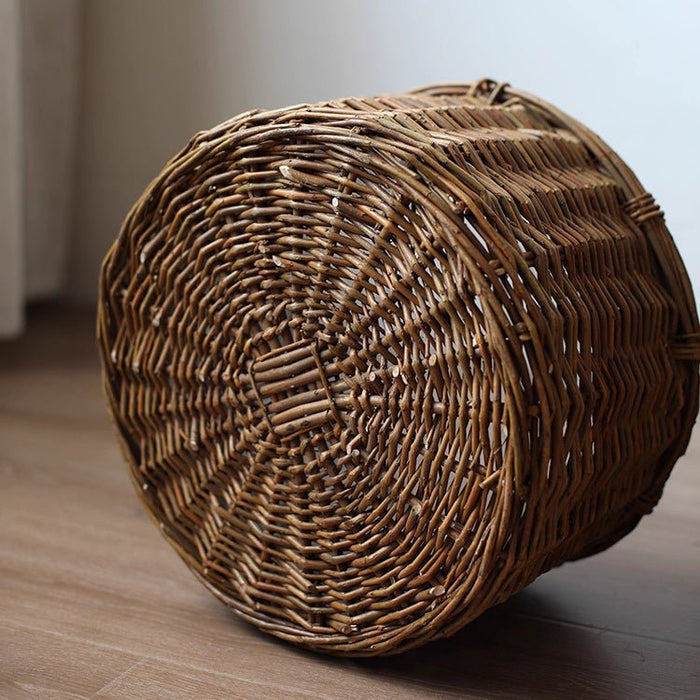 Round Wicker Planter Basket with Plastic Liner