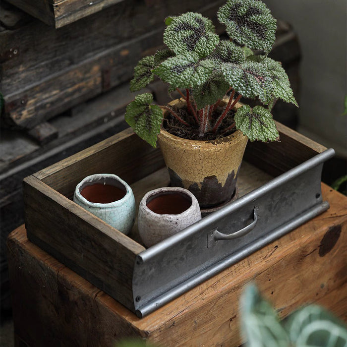 Rustic Wood and Metal Planting Tray