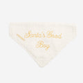 Discover The Perfect Bandana For Dogs, ' Santa's Good Boy ' Dog Bandana In Luxury Ivory Bouclé, Available To Now at Lords & Labradors