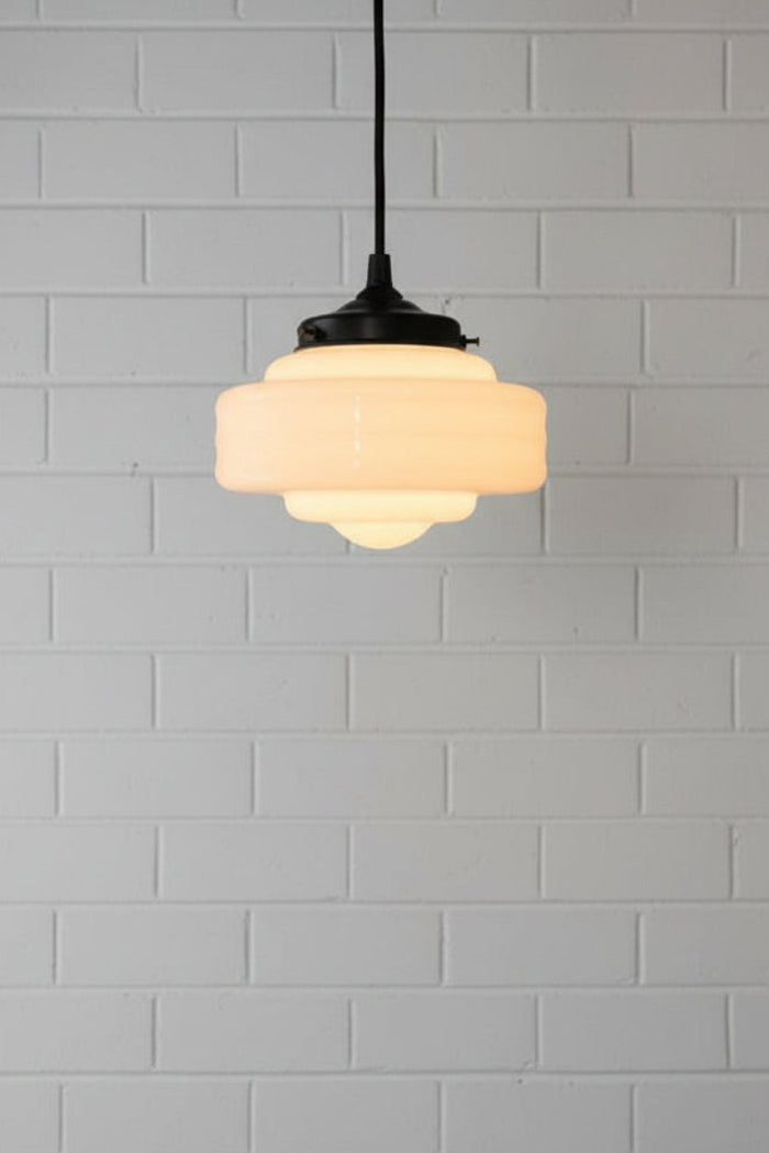 black suspension cord with the Boston schoolhouse shade