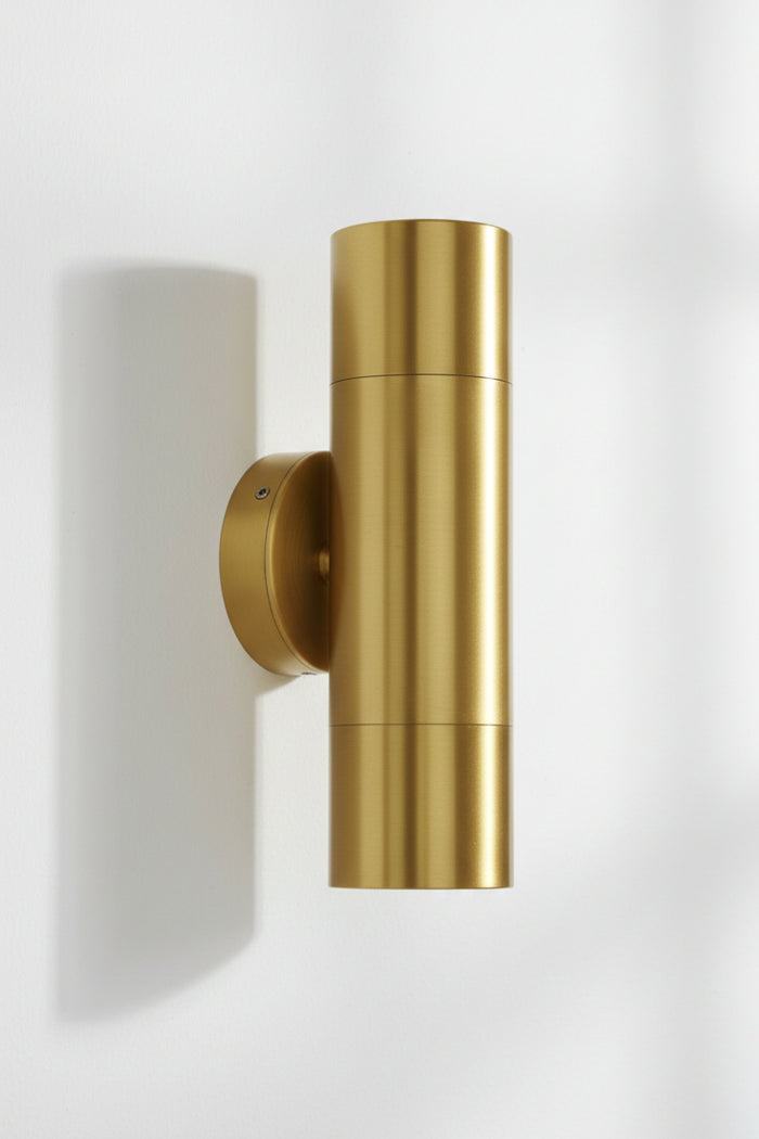 Polished Brass up/down wall light with IP65 rating.