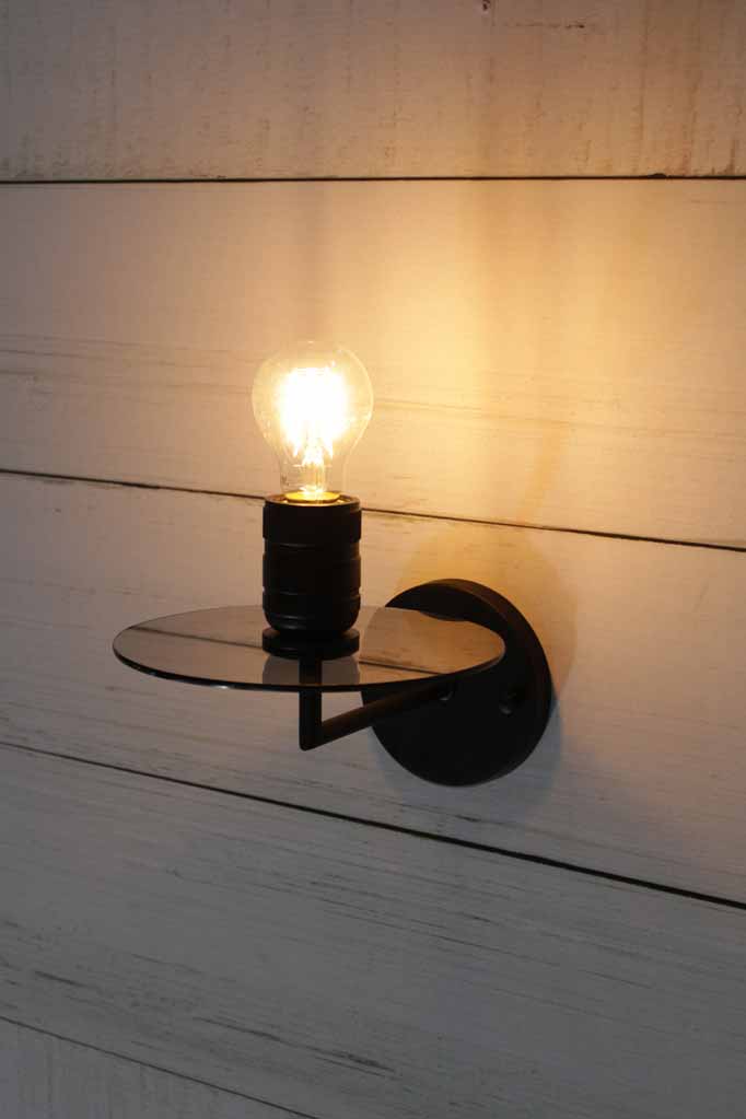 Smoked Glass Disc Wall Lamp