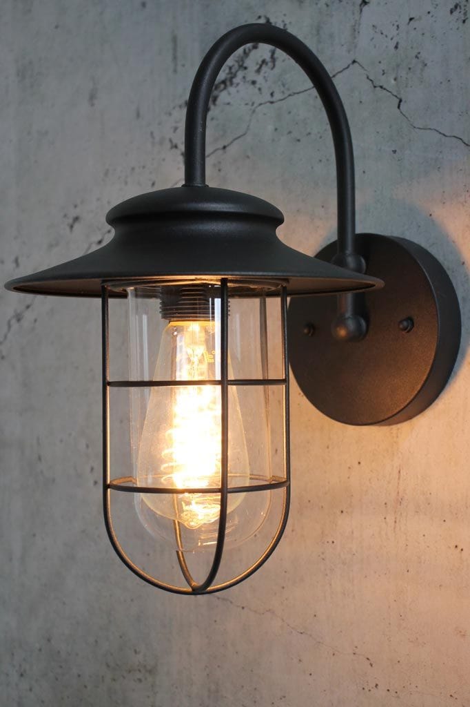 Shepherds hook matt black wall light